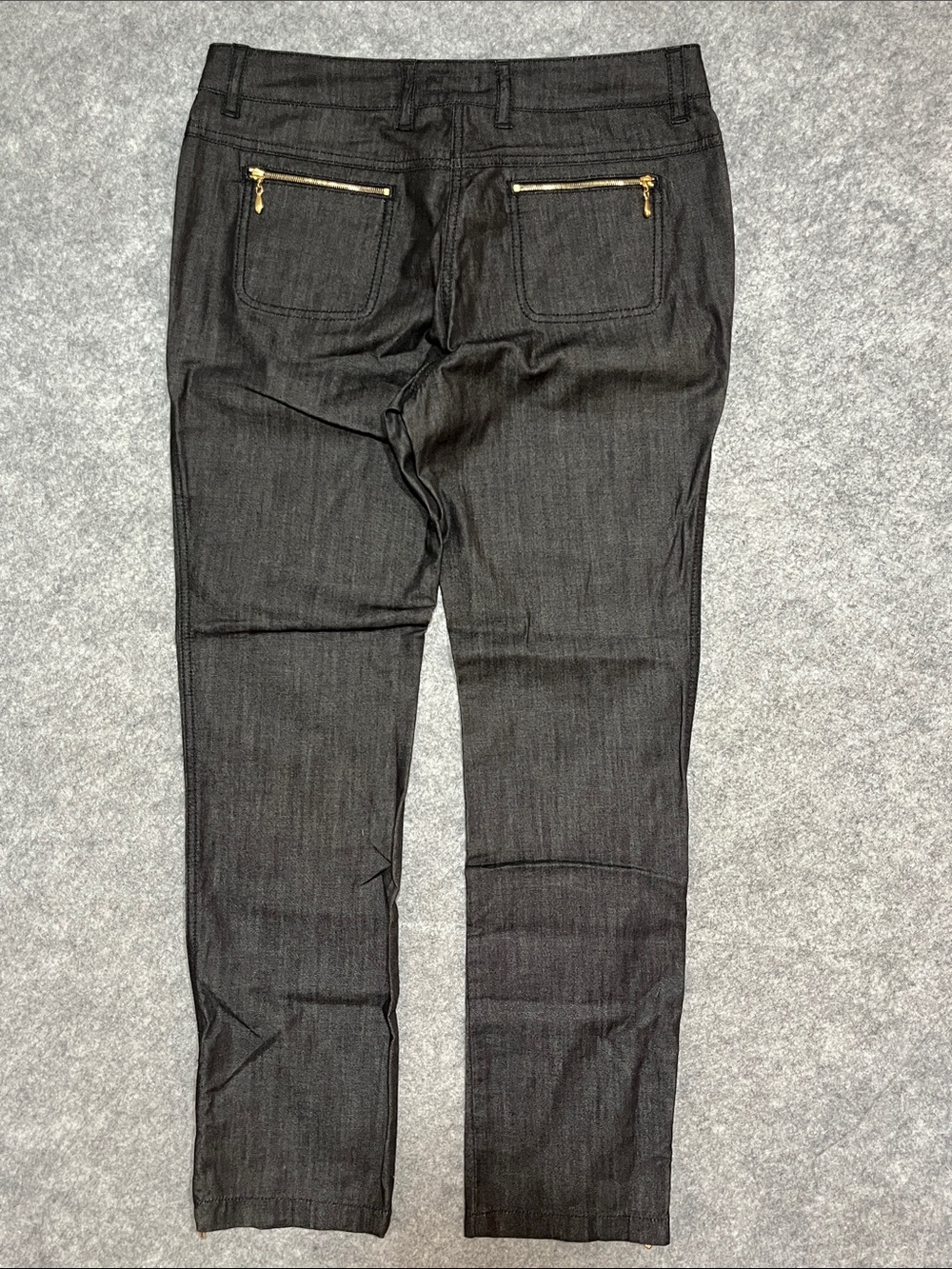 Escada Black Skinny Jeans with Gold Zip Accents - Picture 2 of 5